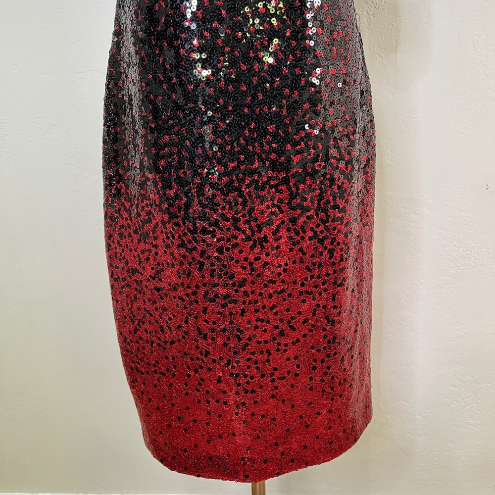 Eliza J Sheath Dress Rose Allover Sequin Ombre Size 6 Black Red Floral New - Picture 3 of 10